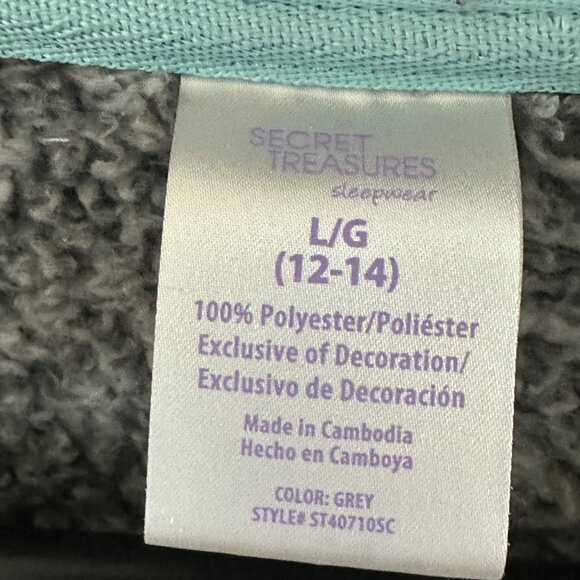 Secret Treasures Womens Grey Sherpa Pullover Night Owl Embroidery L/G 12-14 - Picture 3 of 5